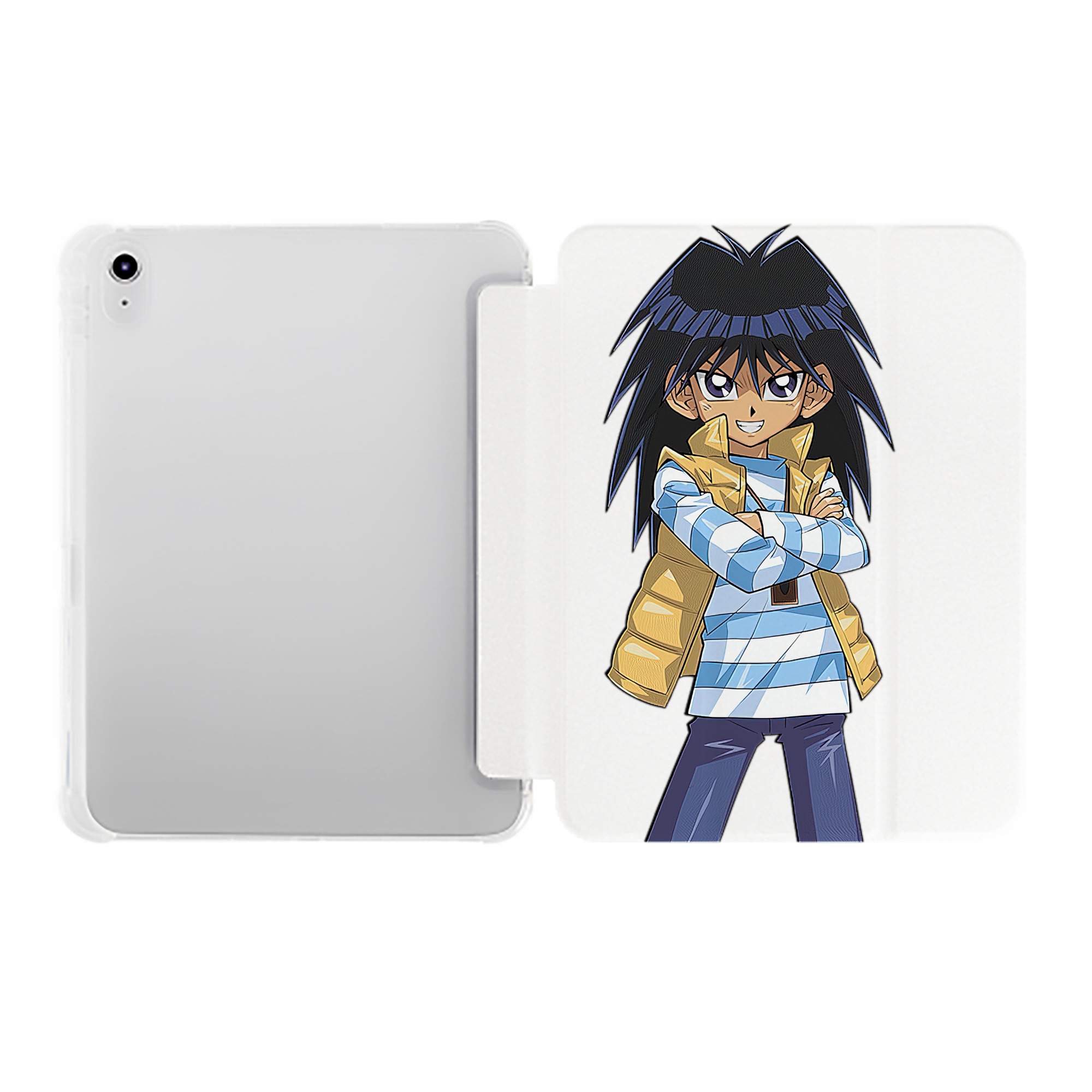 （画像用） 遊☆戯☆王 Yu-Gi-Oh! IPad ケース ペン収納付き 三つ折りスタンド PUレザー×シリコン 対応機種9.5/10.5/10.9インチ